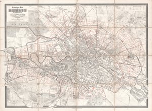 Piano situazionale di Berlino con il distretto e Charlottenburg, nuovo rilevamento e disegno di Sineck